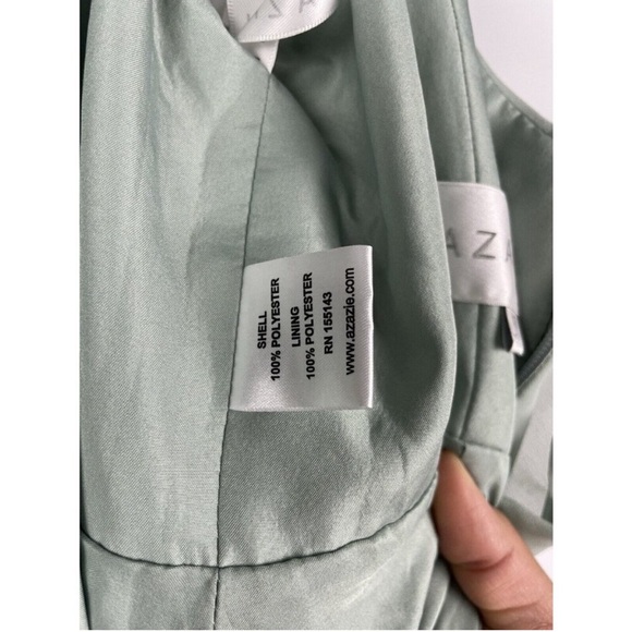 Azazie Lupe Agave Green A-Line Scoop Blouson Chiffon Maxi Bridesmaid Dress A16 - Picture 9 of 12